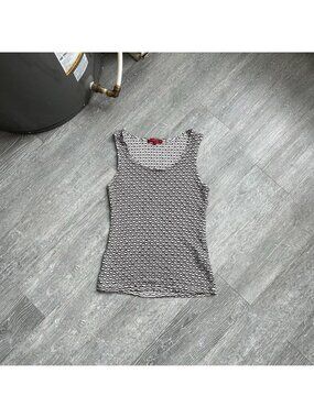 White / Black Vintage “San Francisco” Y2K Pattern Cami / Tank Top / Shirt